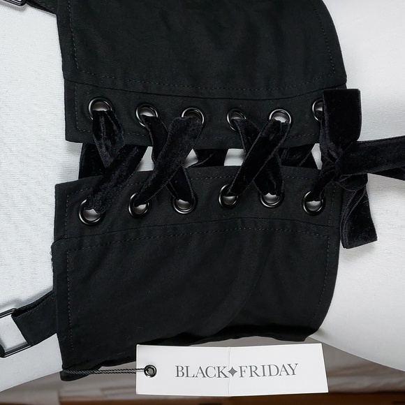 Dangerfield Black Friday NWT Goth Black Palmistry Lace Up Back Corset Top 4/6 - Picture 5 of 9